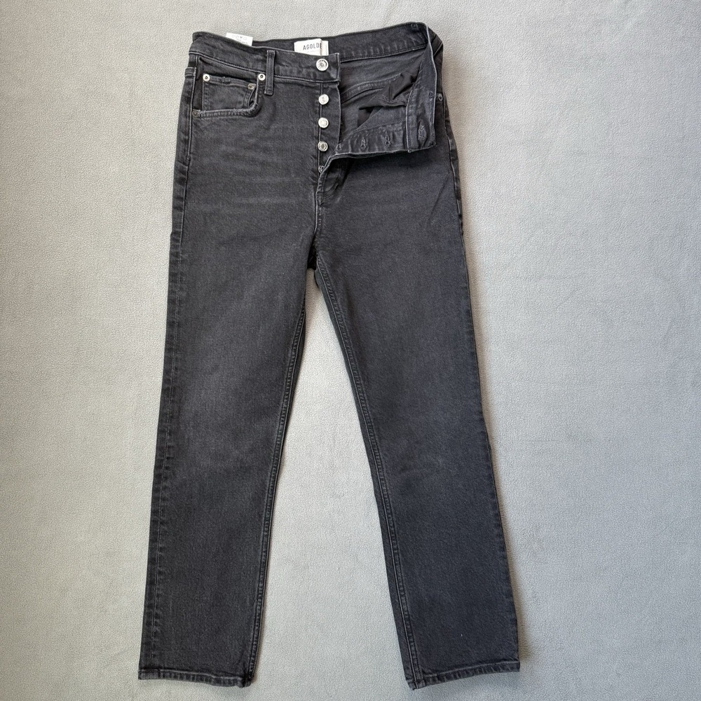 AGOLDE‎ Riley Jeans 27 Straight Crop High Rise Button Fly Denim